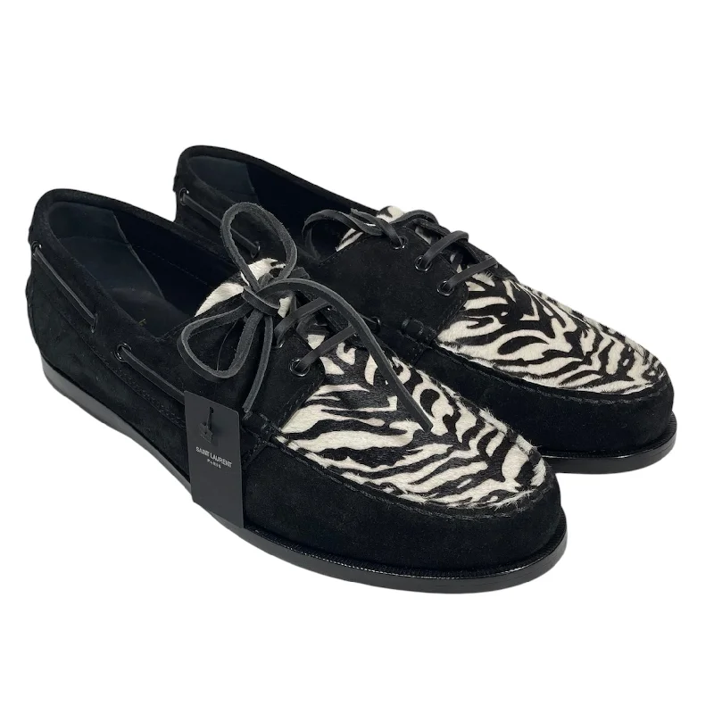 SAINT LAURENT/Loafers/EU 46/Animal Pattern/Leather/BLK/ZEBRA PATTERN