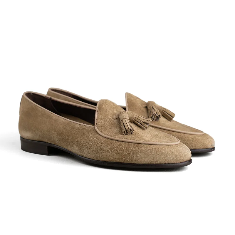 Belgian Tassel Loafer - Maple Suede