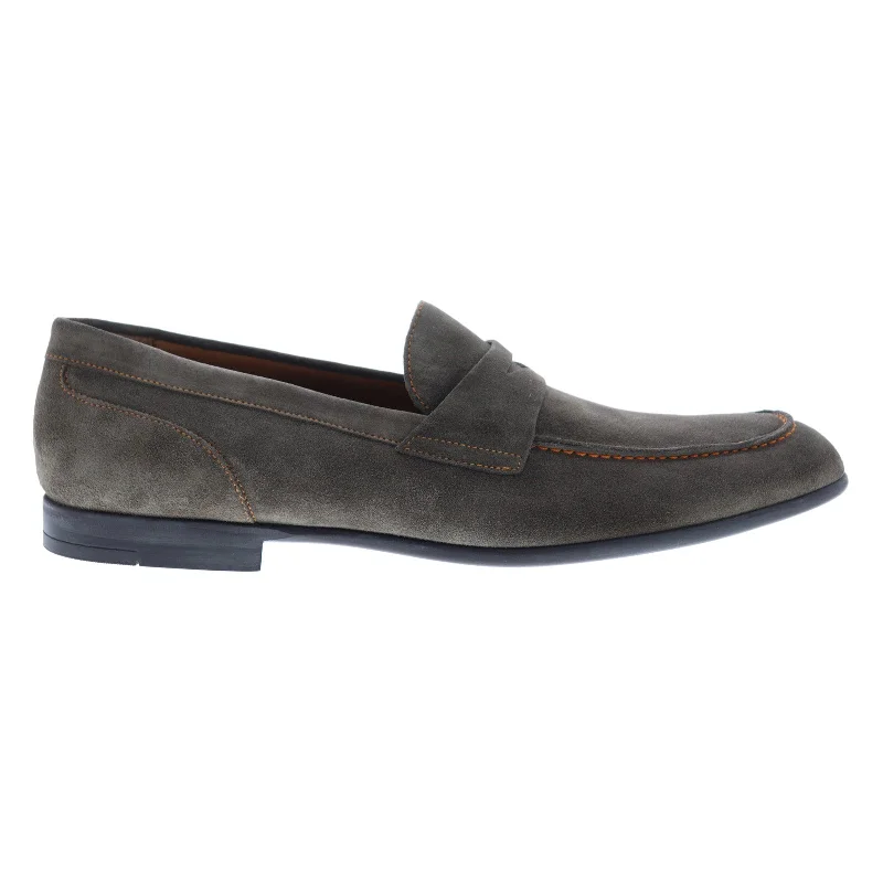 Bruno Magli Silas BM600231 Mens Gray Suede Slip On Penny Loafers Shoes