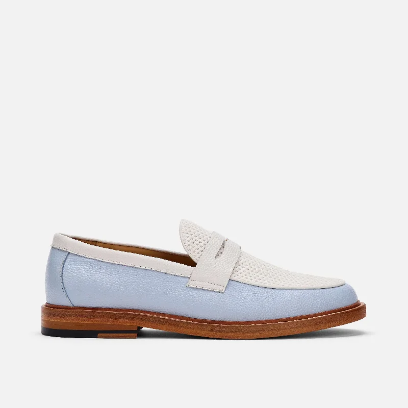 Calum Columbia Blue Leather Penny Loafers