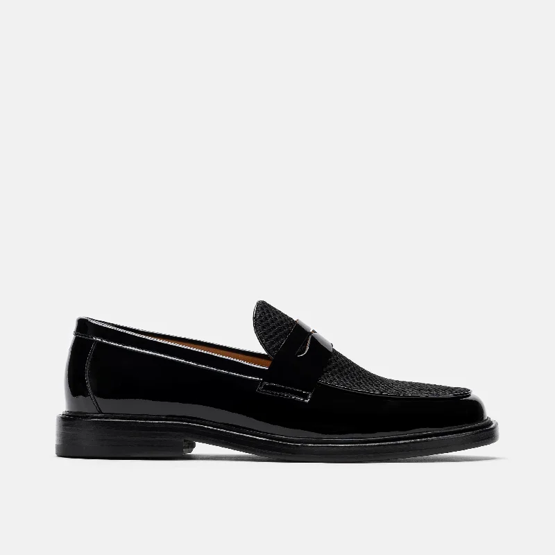 Calum Black Leather Penny Loafers