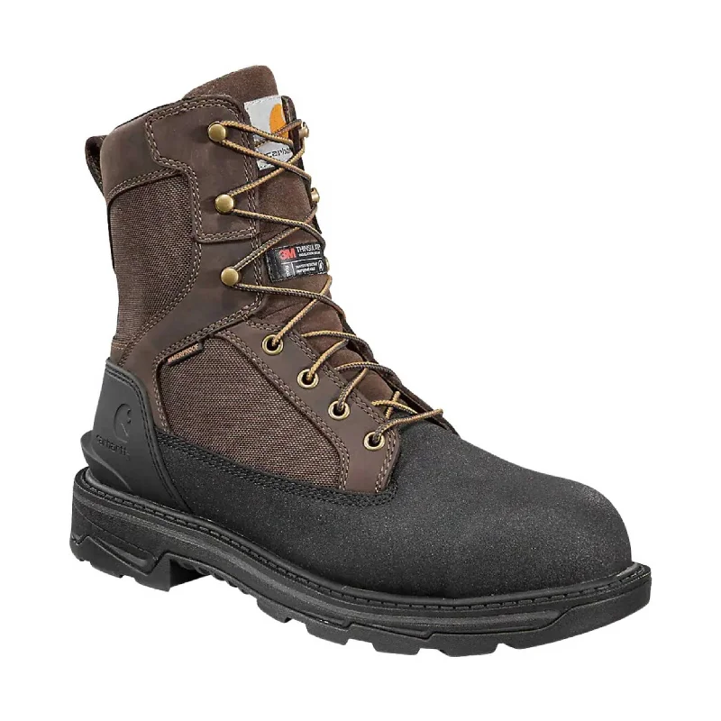 Carhartt Men's Ironwood Waterproof Insulated 8 Inch Alloy Toe Work Boot - Brown