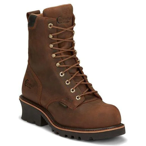 Chippewa Men's Valdor 8" Comp Toe WP Logger Work Boot - Tan - 73236