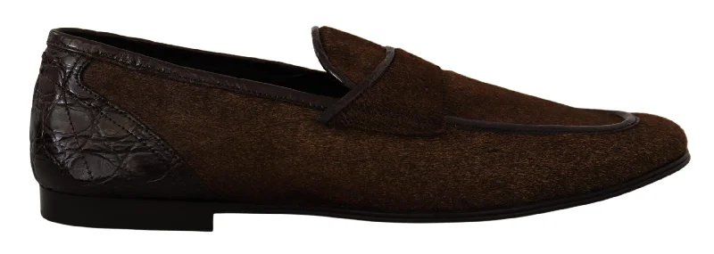 Dolce & Gabbana Elegant  Caiman Leather Men's Loafers