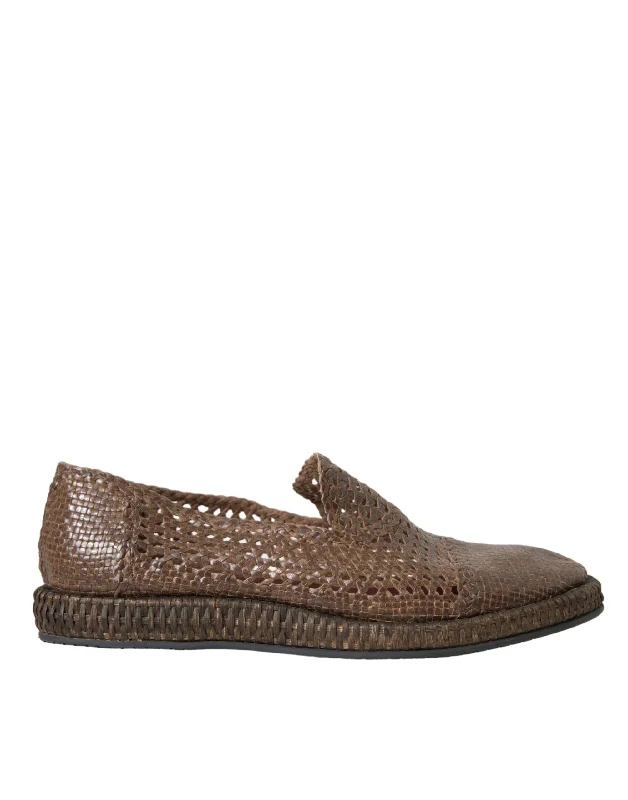 Dolce & Gabbana  Woven Leather Loafers Casual Men's Shoes