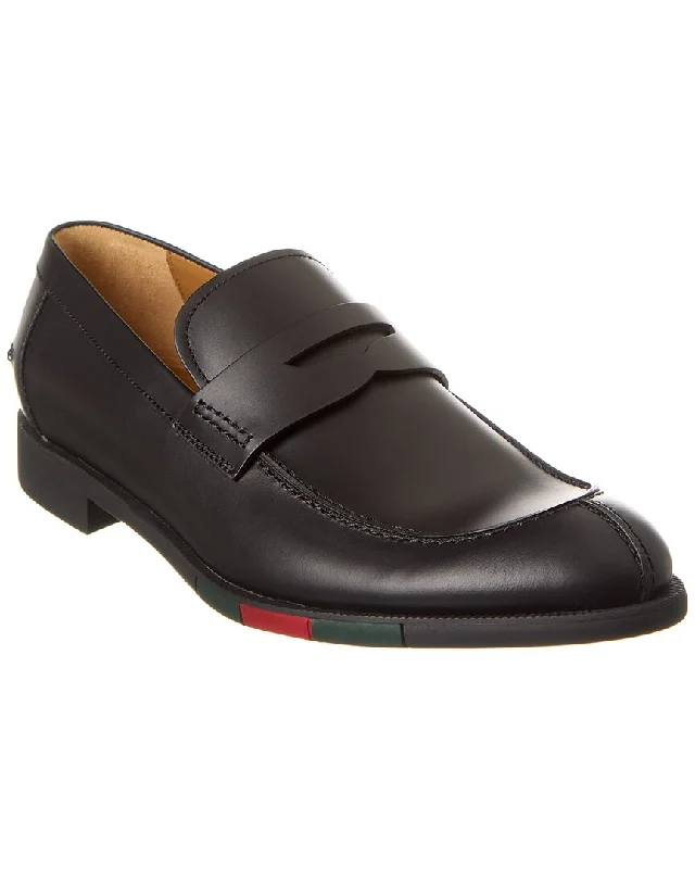 Gucci Web Leather Loafer