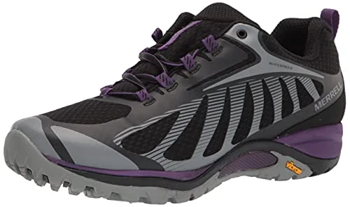 Merrell womens Siren Edge 3 Waterproof Hiking Shoe, Black/Acai, 7.5 US