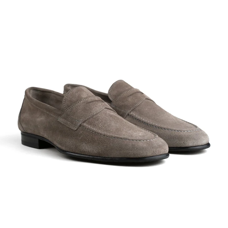 Unlined Penny Loafer - Grey Suede