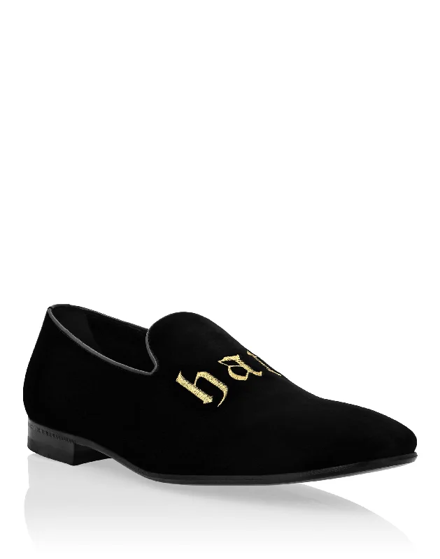 Velvet Loafers Embroidered