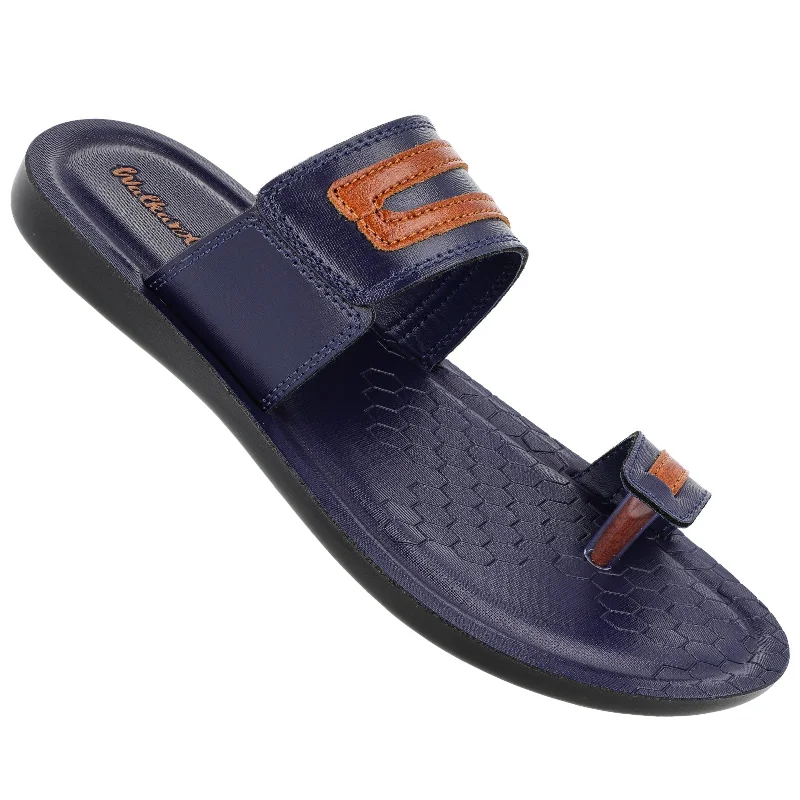 Walkaroo Men Toe Ring Slide Sandals  - WG5334 BLUE TAN