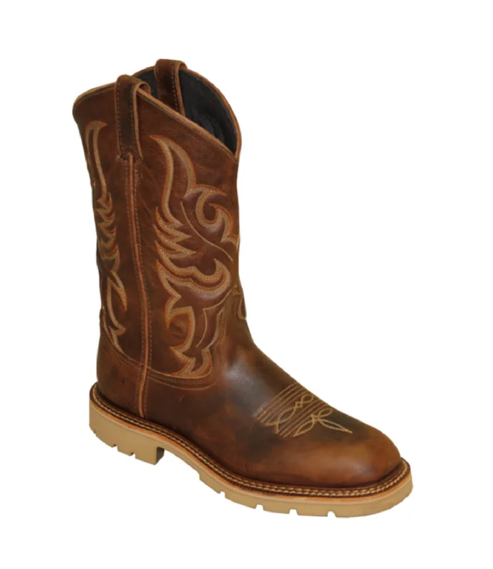 Abilene Boots Mens 11in Cowhide Work Brown Cowhide Cowboy Boots