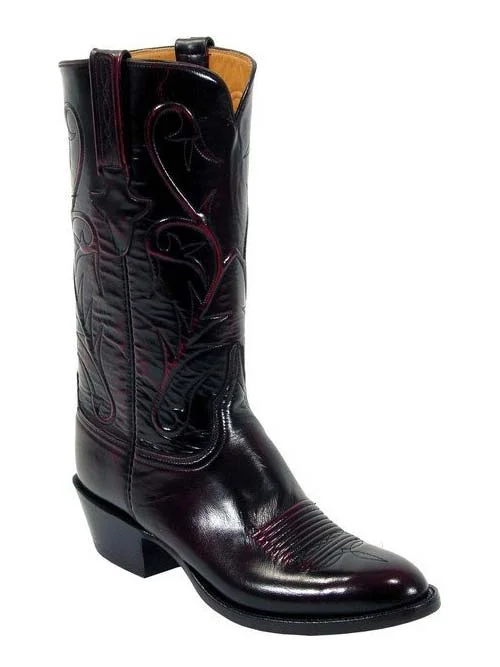 Lucchese L1514.63 Mens Classic Goat Skin Boots Black Cherry