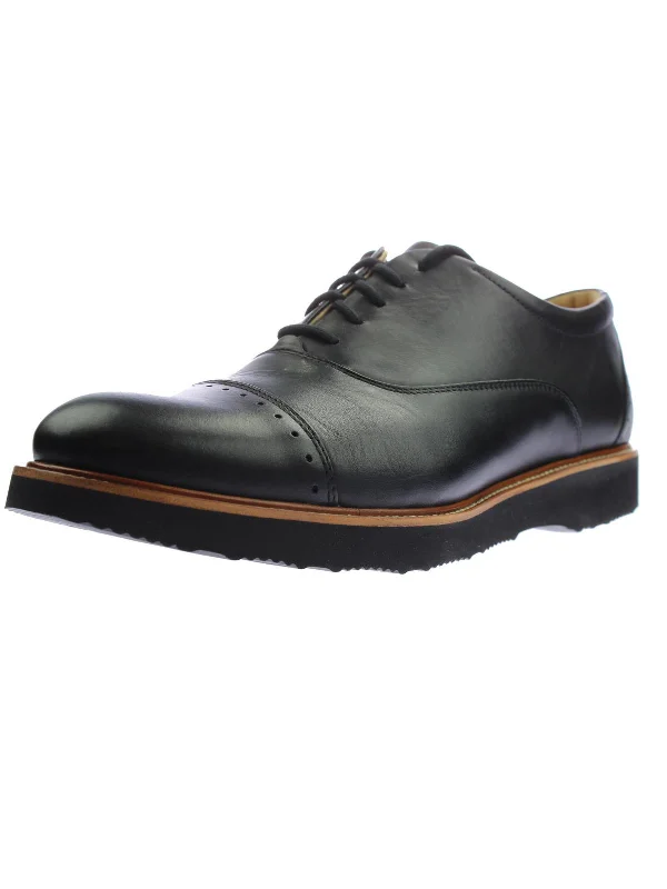 Market Cap Mens Leather Brogue Cap Toe Oxfords