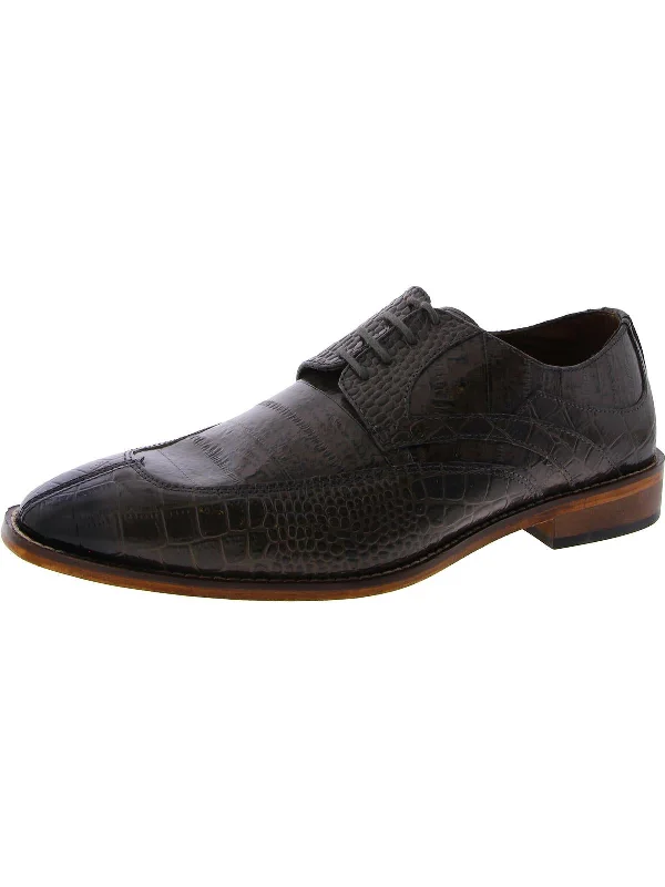 Mens Leather Animal Print Oxfords