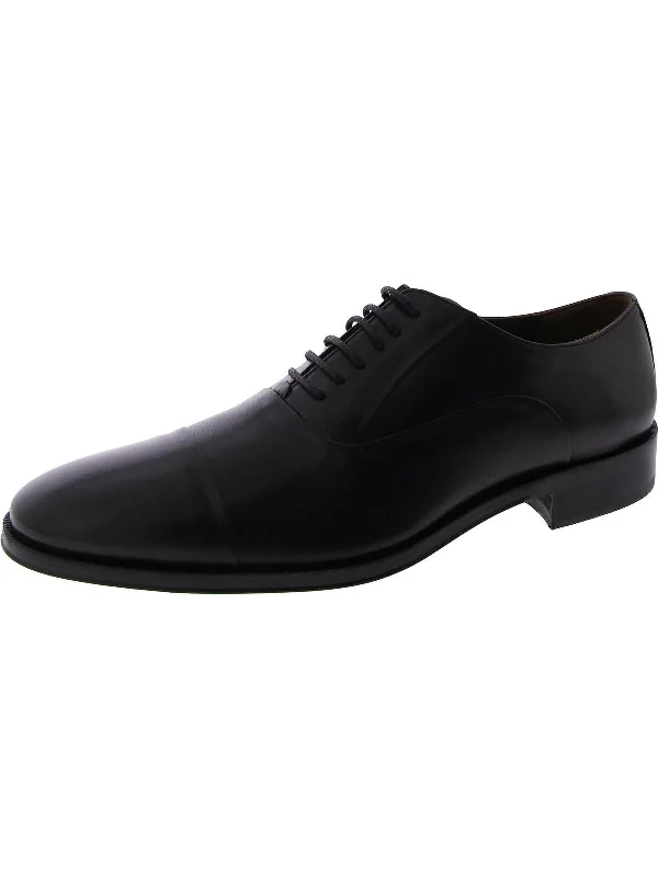 Mens Leather Apron Toe Derby Shoes