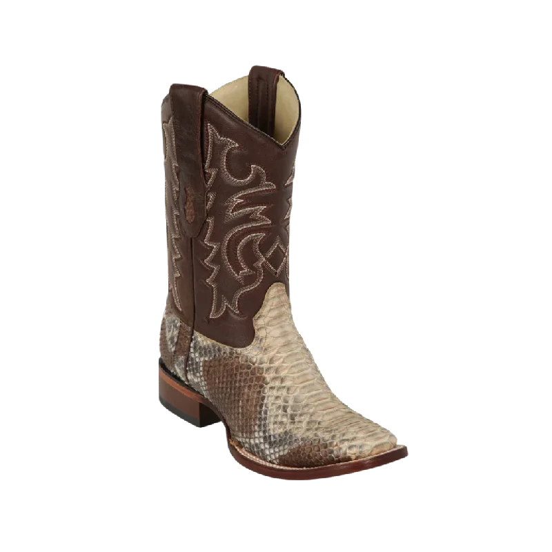 Los Altos Boots Men's Python Skin Wide Square Toe Boot